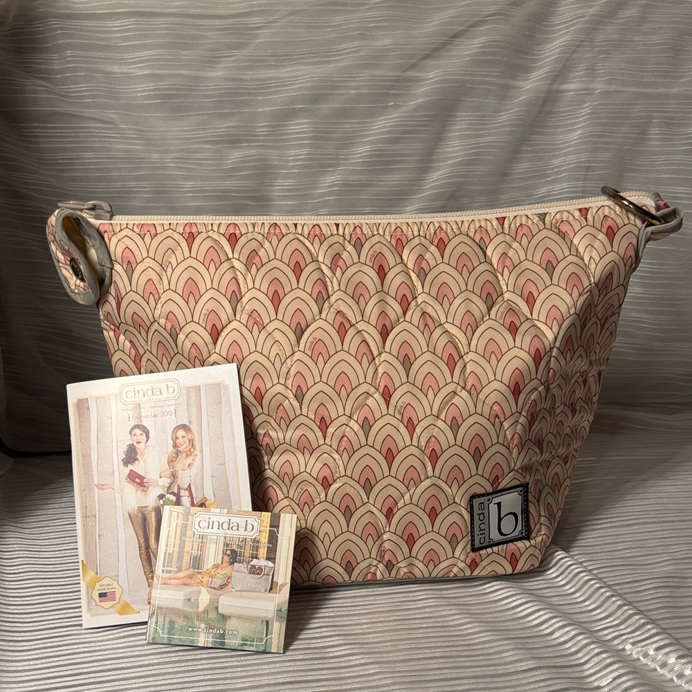 Quilted Cinda B Cream and Pink Bag
